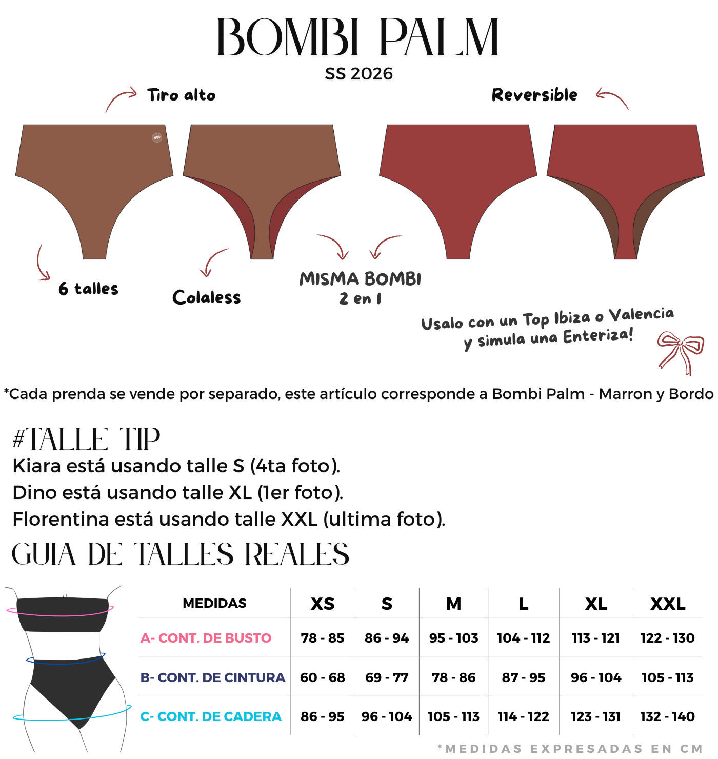 bombacha tiro alto marron y bordo colaless